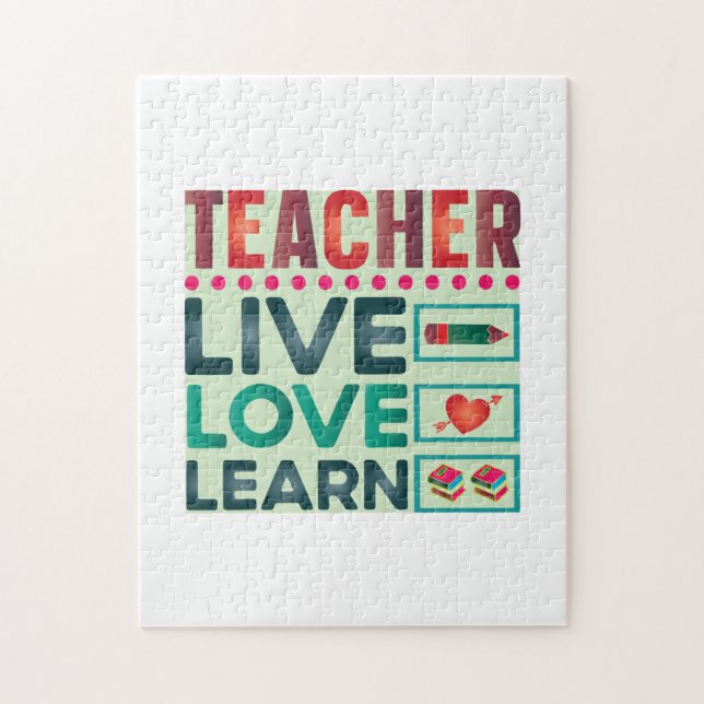 Puzzle Professeur Cadeaux | Enseignant Live Love Learn (Vertical)