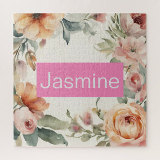 Puzzle Professionnel minimaliste Rose Nom Floral