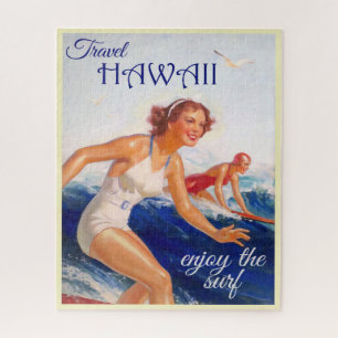 Puzzle Profitez de l'affiche de voyage Surf Hawaii