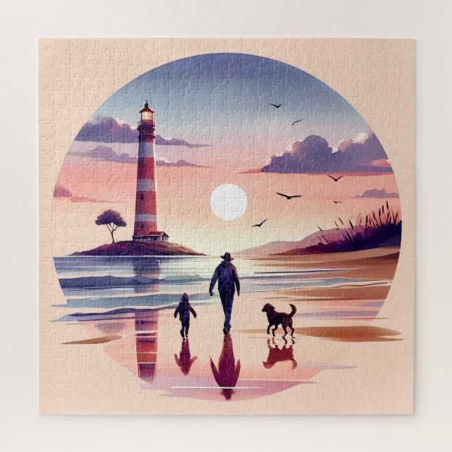 Puzzle Promenade au coucher du soleil près du phare Scène (Vertical)