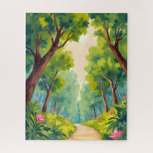Puzzle Promenade dans un bois luxuriant Aquarelle de la