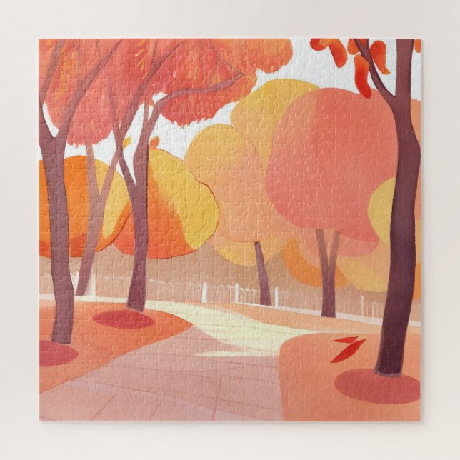 Puzzle Promenade d'automne | Aquarelle abstraite (Vertical)