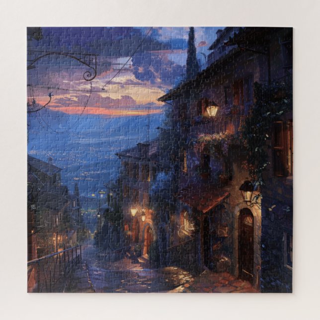 Puzzle Promenade nocturne dans le village italien (Vertical)