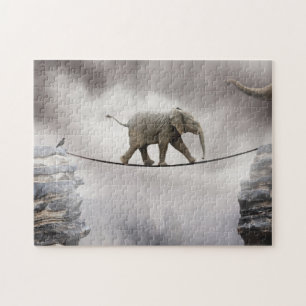 Puzzle Promenades d'éléphant de bébé Tightrope