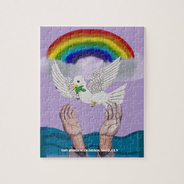 Puzzle Promesse de Dieu Arc-en-ciel et colombe (Vertical)