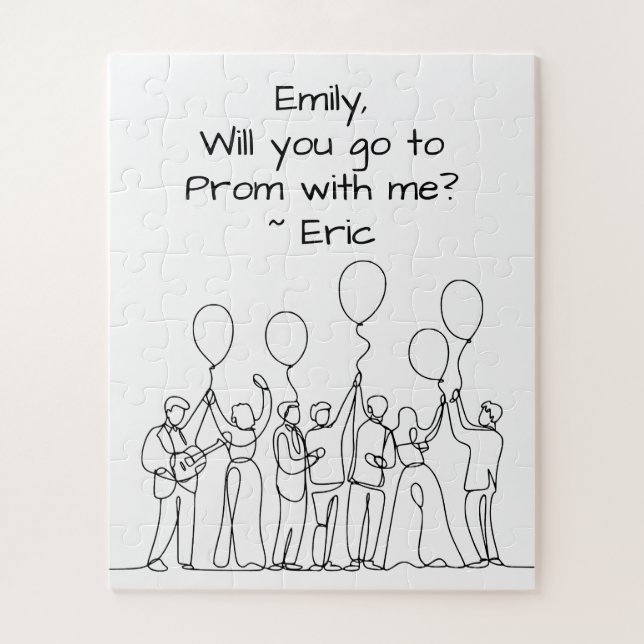 Puzzle Promposal | Will You go to Prom with Me? Line Art (Vertical)