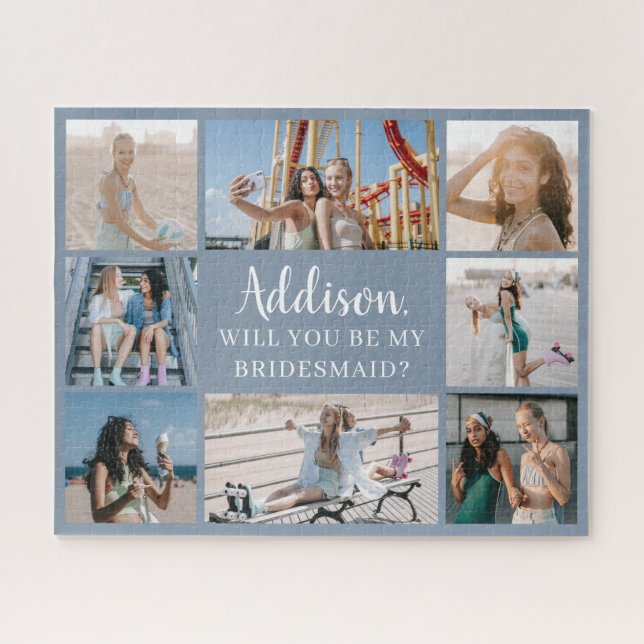 Puzzle Proposition de Bridesmaid de Collage de photos Blu (Horizontal)