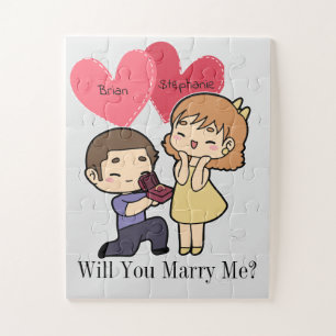 Puzzle Proposition de mariage mignon avec un couple Kawai