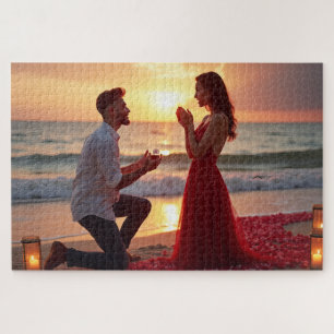 Puzzle Proposition romantique de plage au coucher du sole