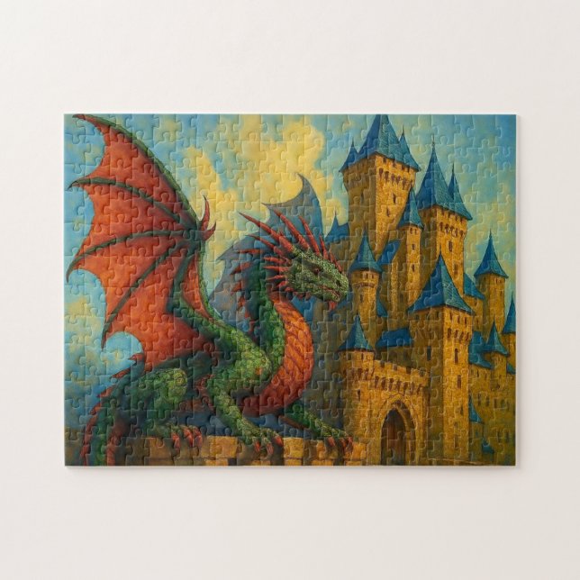 Puzzle Protecteur de château de dragon médiéval (Horizontal)