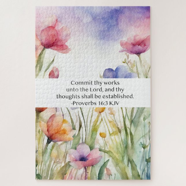 Puzzle Proverbes 16:3 Louis Segond (LSG) Recommande tes œ (Vertical)