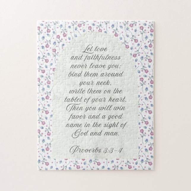 Puzzle Proverbes 3:3–4 Écriture florale  (Vertical)