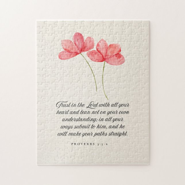 Puzzle Proverbes 3:5–6 Fleurs roses Confiance dans le Sei (Vertical)