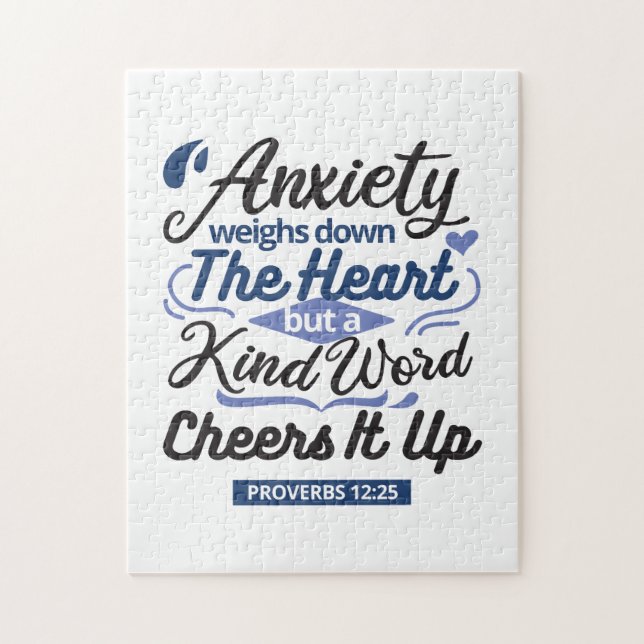Puzzle Proverbs 12:25 Bible Verse – Kind Word Art (Vertical)