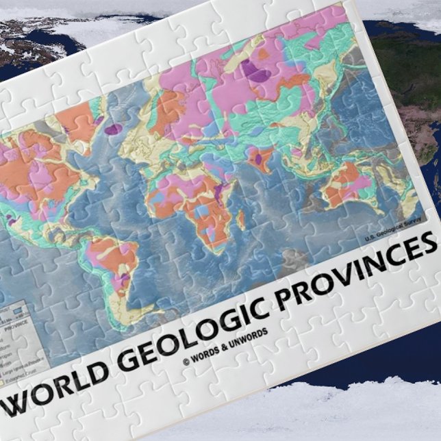Puzzle Provinces géologiques mondiales (géologie de la ca (World Geologic Provinces jigsaw puzzle for any geologically inclined person)