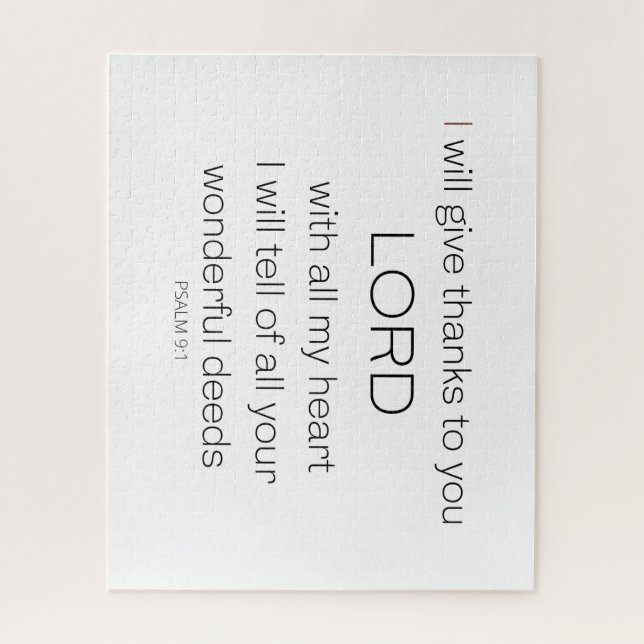Puzzle Psalm 9,  I will give thanks to you LORD, (Vertical)