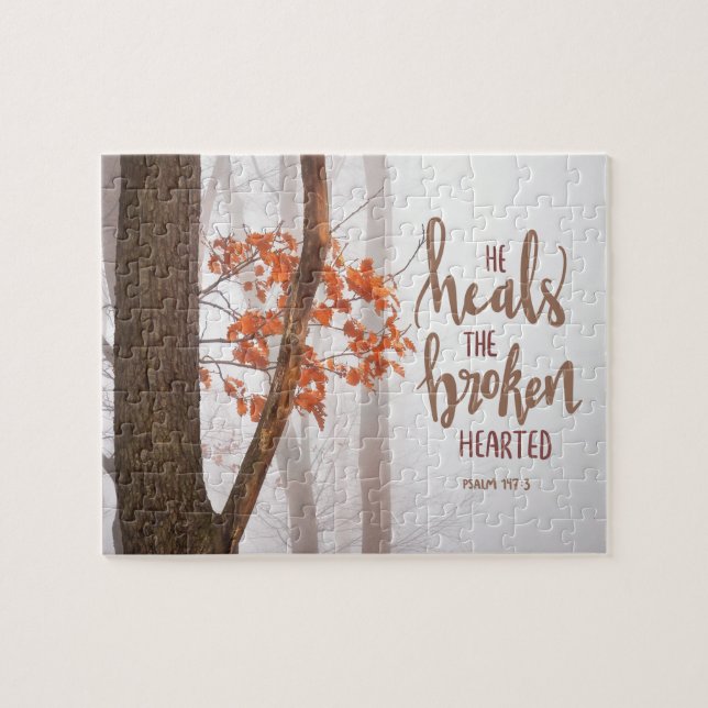 Puzzle Psaume 147:3 Il guérit le coeur brisé (Horizontal)