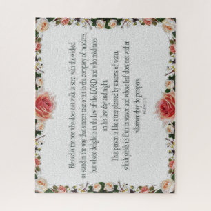 Puzzle Psaume 1 Art - Bienheureux Juif avec Design Floral