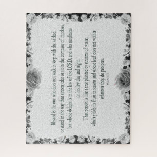 Puzzle Psaume 1, pas de marche pas mal, Huile Noir&Blanc,