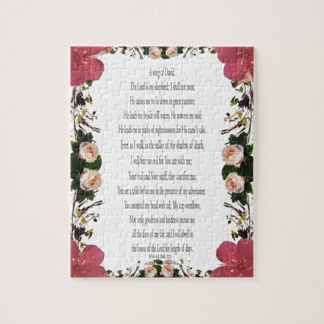 Puzzle Psaume 23, Cadre Fleur 110 pièces - Difficile (Vertical)