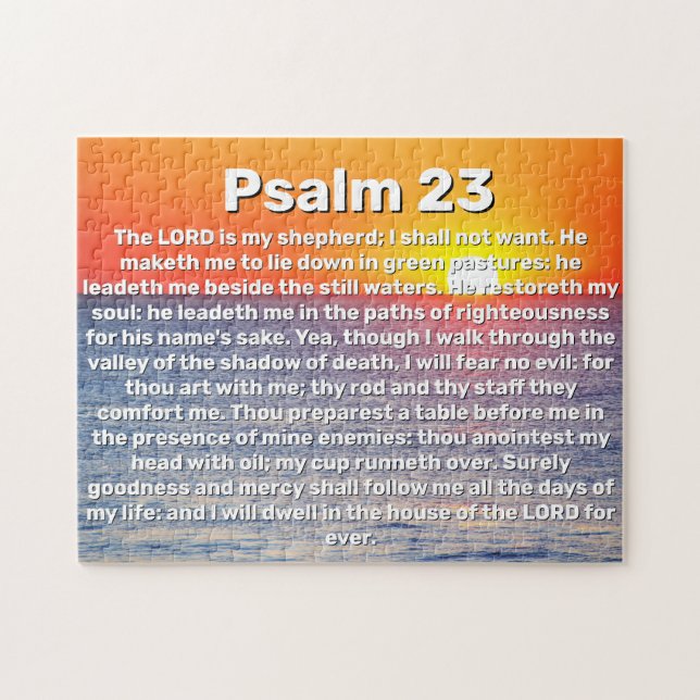 Puzzle Psaume 23 Red Ocean Sunset Bible Verse (Horizontal)