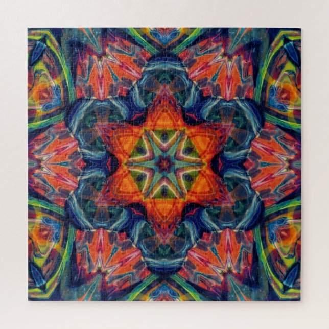 Puzzle Psychedelic Colorful Kaleidoscope Pattern (Vertical)