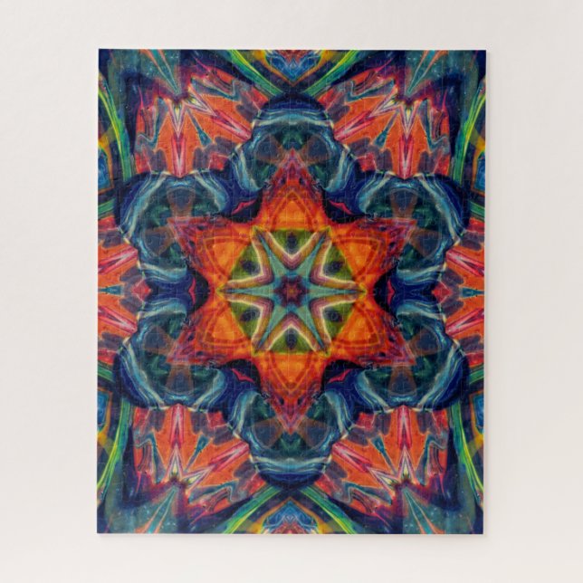 Puzzle Psychedelic Colorful Kaleidoscope Pattern (Vertical)