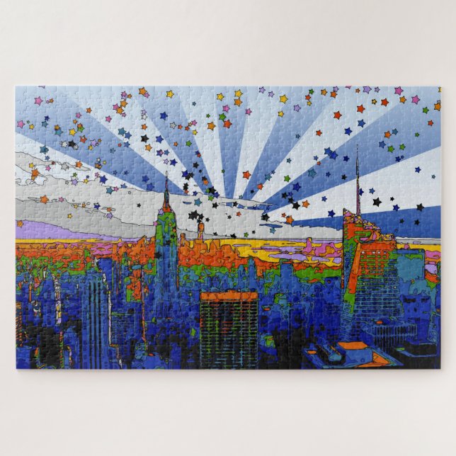 Puzzle Psychedelic NYC: ESB Wide Skyline View (Horizontal)