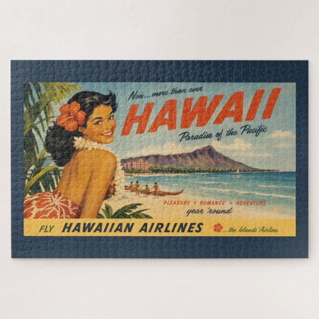 Puzzle Publicité de voyage hawaïen de style vintage (Horizontal)
