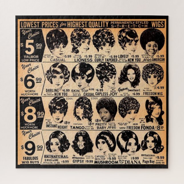 Puzzle publicité pour perruques au début des années 1970 (Vertical)