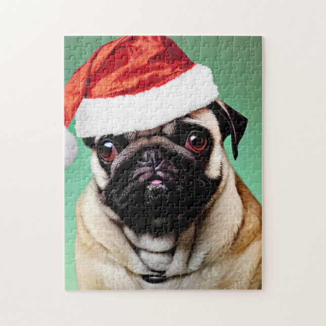 Puzzle Pug Dog Christmas (Vertical)