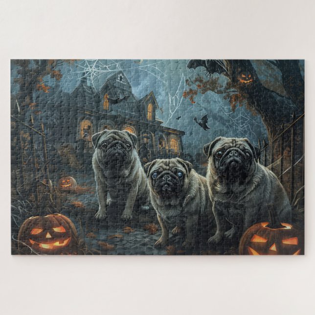 Puzzle Pug Halloween Night Doggy Delight (Horizontal)