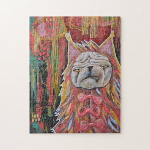 Puzzle Pug prétendant, un collage abstrait de masquage