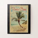 Puzzle Punta Cana Dominican Republic Vintage Travel<br><div class="desc">Punta Cana Dominican Republic design in Vintage Travel style featuring a palm tree on the beach with ocean and sky.</div>
