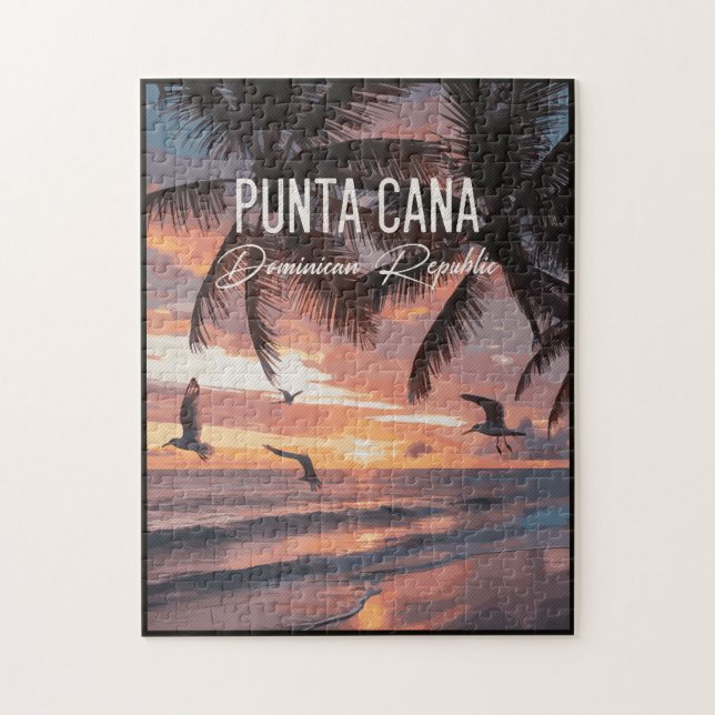 Puzzle Punta Cana DR Retro Seagull Souvenir tropical (Vertical)