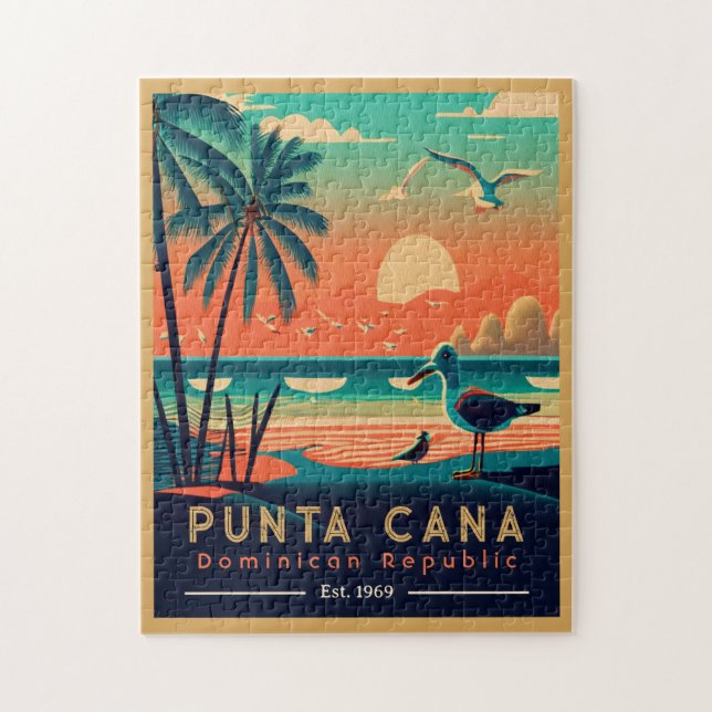 Puzzle Punta Cana DR Retro Sunset Souvenirs 1960 (Vertical)