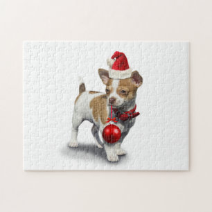 Puzzle Puppy with christmas a et balle