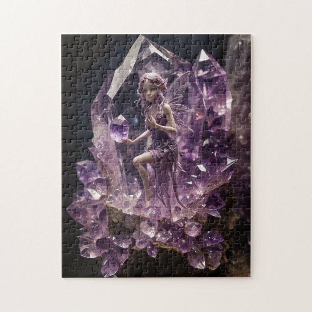 Puzzle Purple Amethyst Crystals Magical Fairy (Vertical)