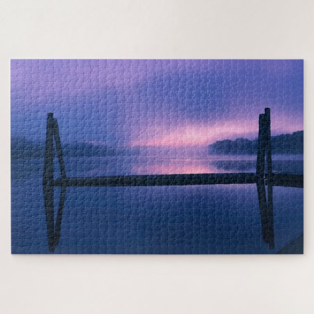 Puzzle Purple and Pink Sunrise Water Landscape Reflection (Horizontal)