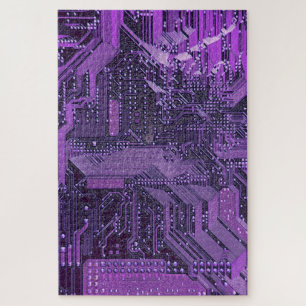Puzzle Purple Cyber Circuit Board Tech Electronique