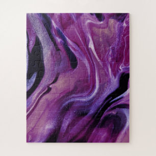 Puzzle Purple Glitter Abstract Marbled Acrylic Paint