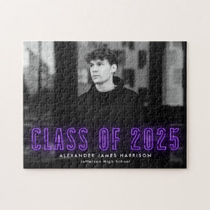 Puzzle Purple Neon Classe de 2025 Graduation Photo