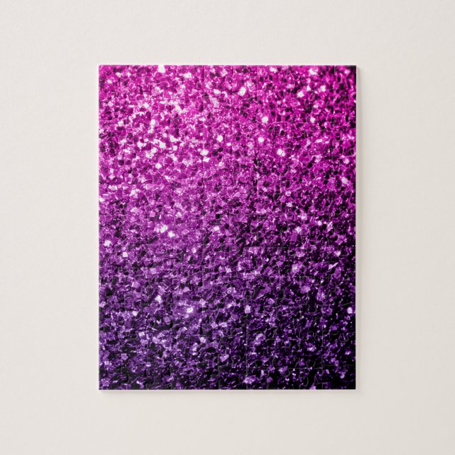 Puzzle Purple Pink Ombre faux parties scintillant scintil (Vertical)