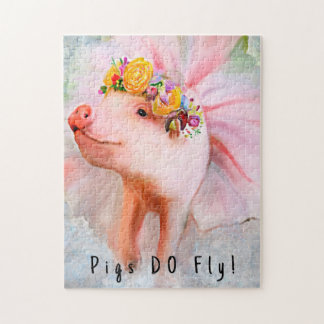 Puzzle Purty Jolie Piggy dans une robe, quand les porcs v