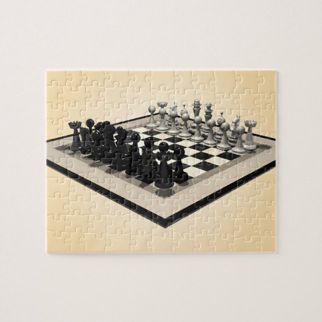 Puzzle Puzzle: Chessboard and Chess Pieces (Horizontal)