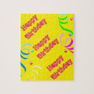 Puzzle Puzzles, Joyeux Anniversaire Confettis Jaunes