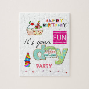 Puzzle Puzzles, Joyeux Anniversaire FUN Cupcake Jigsaw Pu