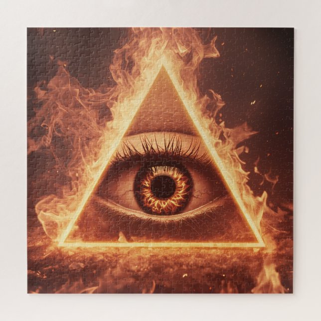 Puzzle pyramide oculaire masonique illuminati dans le sym (Horizontal)