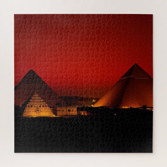 Puzzle Pyramides au coucher de soleil rouge (Vertical)