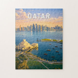 Puzzle Qatar Illustration Voyage Art Rétro